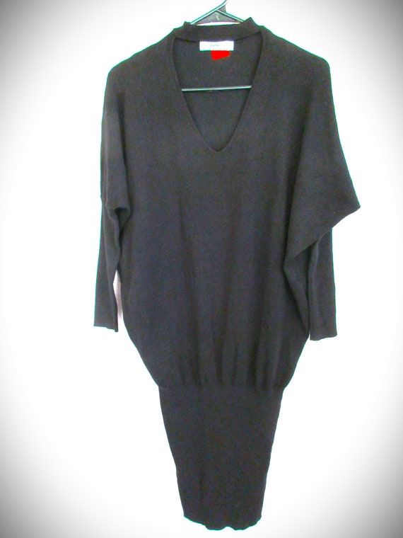 ZARA KNIT Long Sleeve Clingy Black Pullover Dress… - image 2
