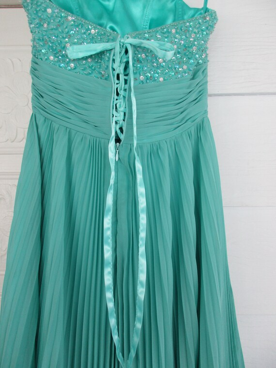 Vintage HOLLYWOOD GLAM! BLING! Blue/Green Straple… - image 8