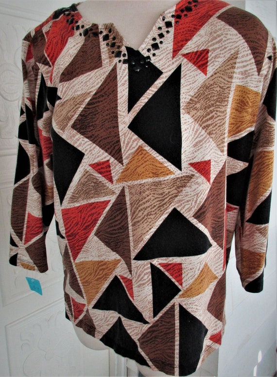 SIZE XL Multi Color Pullover Blouse/Top by Alfred 