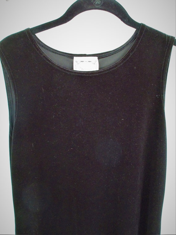 Size M DRESS Black Velvet Velour Retro Sleeveless… - image 3