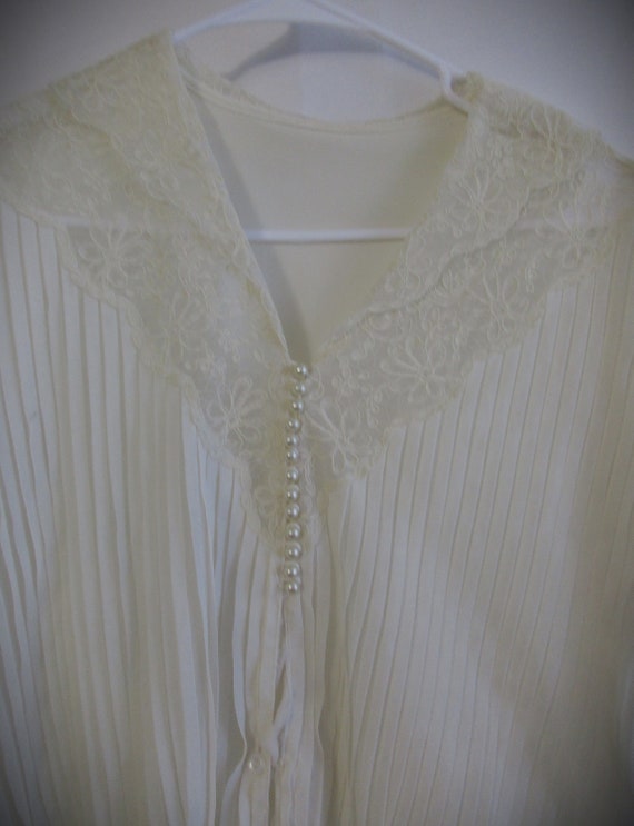Size L/XL 30s Style Beige Silk Type Lace Collar P… - image 3