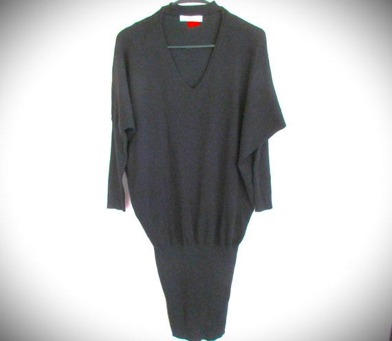 ZARA KNIT Long Sleeve Clingy Black Pullover Dress… - image 1