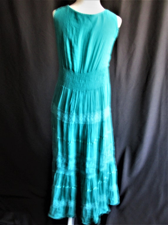 SIZE S/M 100% Indian Cotton Lace & Satin Turquois… - image 3