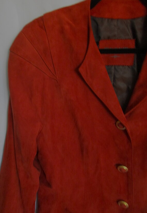 Size 12 Vintage SOFT SUEDE Leather Rust/Orange Ja… - image 3