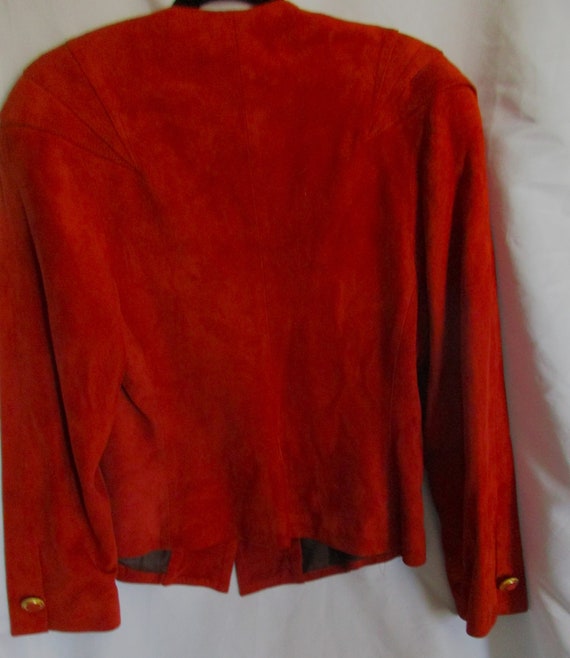 Size 12 Vintage SOFT SUEDE Leather Rust/Orange Ja… - image 7