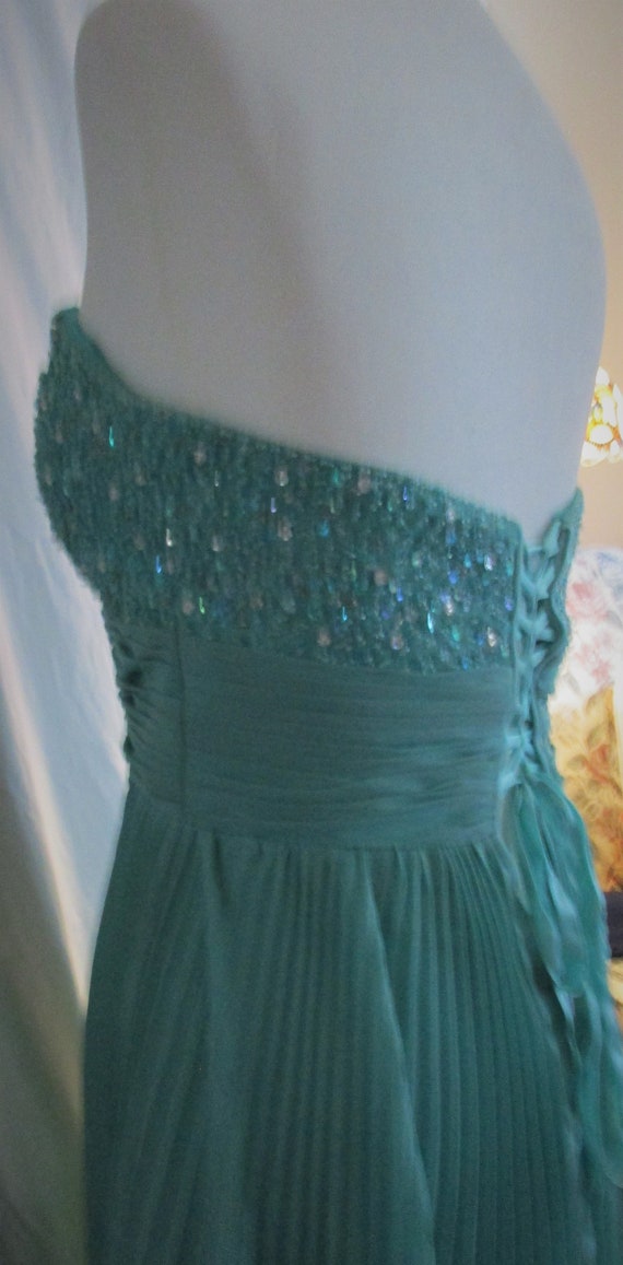 Vintage HOLLYWOOD GLAM! BLING! Blue/Green Straple… - image 3