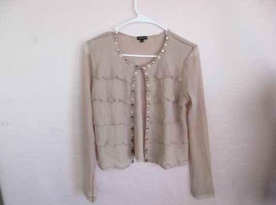 Size S 90s KOMAROV Off-Pink Blouse/Top Delicate F… - image 1