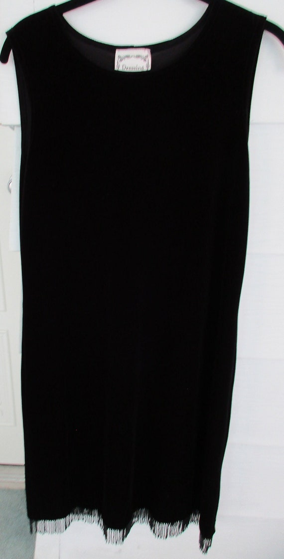Size M DRESS Black Velvet Velour Retro Sleeveless… - image 1