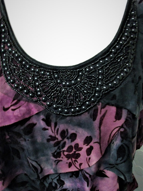 DELIGHTFUL TOP Soft Velvety Black Beaded Neck Sle… - image 3