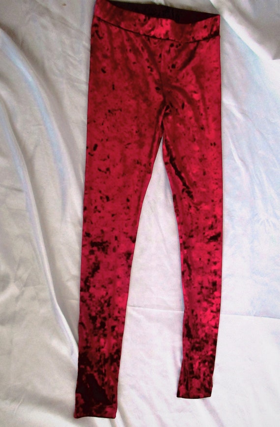 SIZE XS Red Crushed Velvety Pants Grunge Hippy Mod