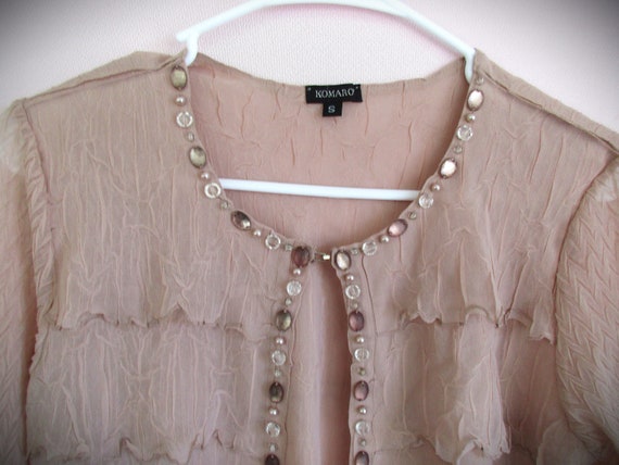 Size S 90s KOMAROV Off-Pink Blouse/Top Delicate F… - image 3