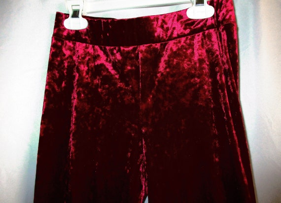 SIZE XS Red Crushed Velvety Pants Grunge Hippy Mo… - image 4