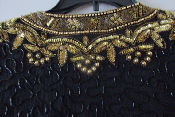 Size L UNISEX 100% Pure Silk India Black & Gold B… - image 4