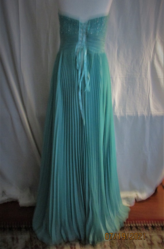 Vintage HOLLYWOOD GLAM! BLING! Blue/Green Straple… - image 2