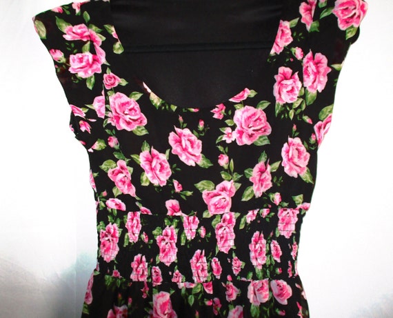 Size SMALL Vintage India Chiffon Type Black Dress… - image 3