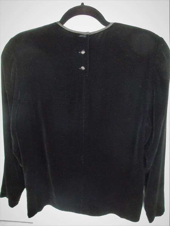 SIZE 12 Talbots Black Velour/Velvet Long Sleeve P… - image 6