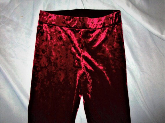 SIZE XS Red Crushed Velvety Pants Grunge Hippy Mo… - image 3