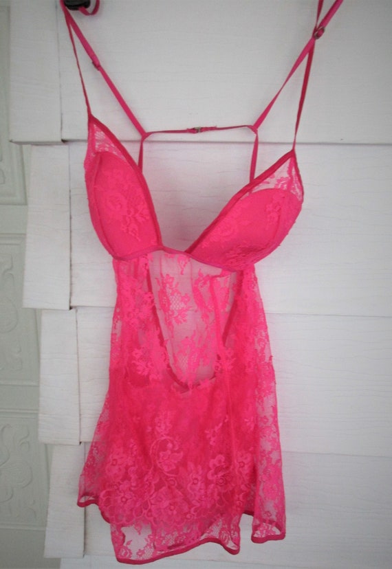 Victoria's Secret Very Sexy Pink Lace Strappy Teddy With 