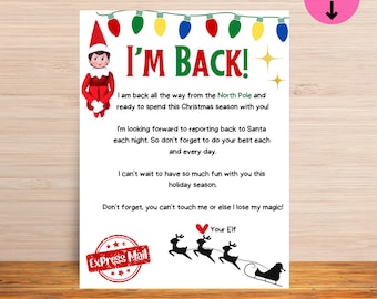 I'm Back Elf Letter - Etsy