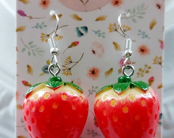Funky Retro Resin Strawberry Earrings