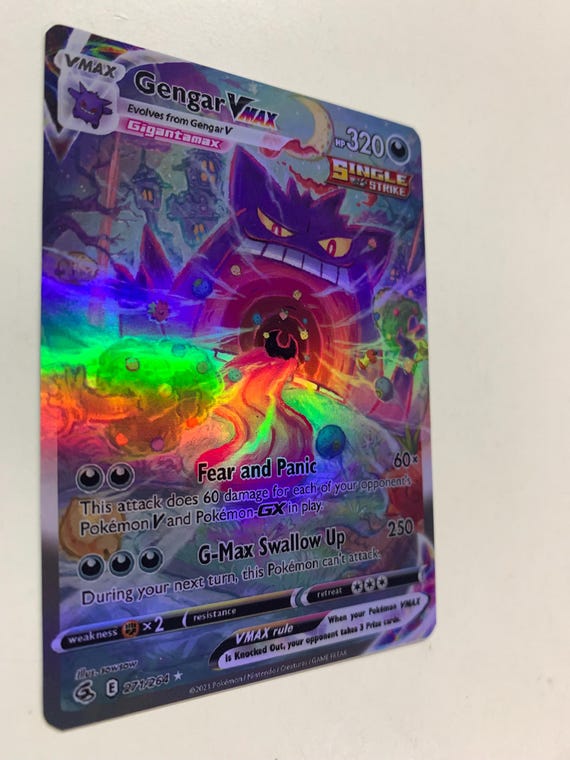 gengar vmax pokemon card value Green Foil Fan Art Display Card HP320 NM/M this card is the perfect way to showcase your collection. Gengar Tormented Form VMAX pokemon