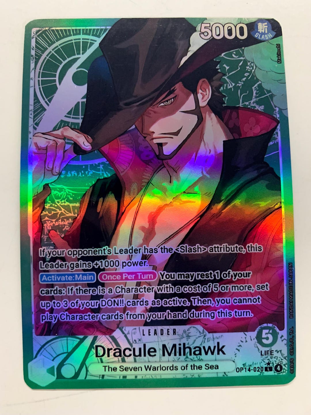 Dracule Mihawk OP14-020 (alternate Art) | FULL HOLO | Orica PROXY