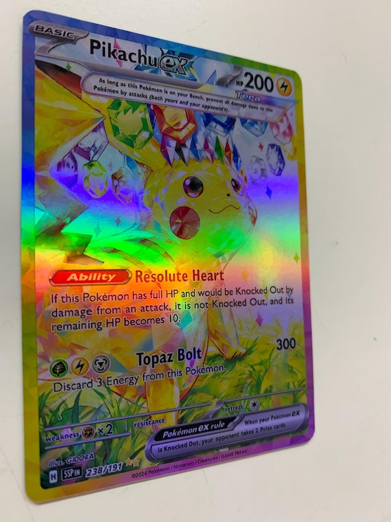 238 191 pokemon card Pulling Pikachu ex (SSP 238) 238/191 This Pokemon does not receive damage from attacks when on the bench Pikachu ex220 HP Pikachu ex 238/191 - PSA