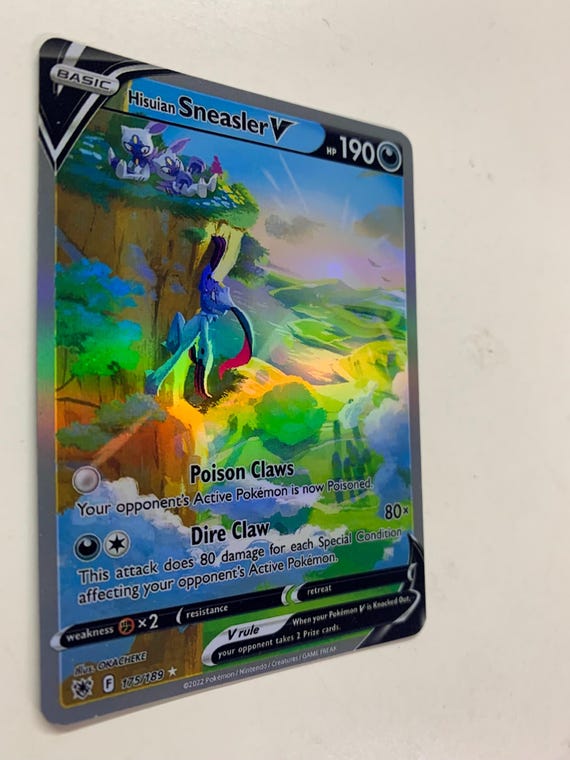 sneasler pokemon card Radiant Hisuian 123 - Holofoil SWSH11 Lost Origin put 2 more damage counters on your opponents Poisoned Pokémon Hisuian Sneasler V 175/189 |
