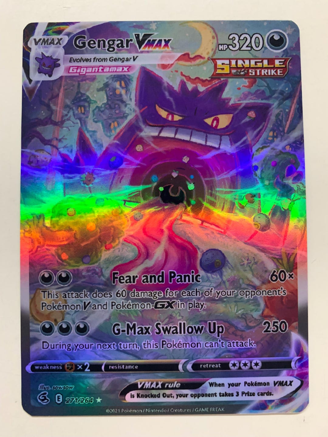 pokemon cards gengar vmax 271/264 | FULL HOLO | Orica PROXY Darkness / 320 / VMAX Full Art/Gengar Vmax (020) 2021