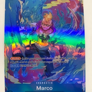 May include: A holographic trading card featuring the character Marco from the Land of Wano/Former Whitebeard Pirates. The card has a blue and purple color scheme with the number 4 and the text "6000 Special".