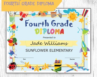 Preschool Diploma Printable &amp; Editable DIY Certificate Diploma, Instant ...