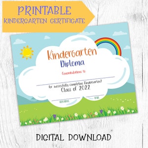 2022 Druckbares DIY Kindergarten Zertifikat Diplom, Sofortiger Download, Abitur Zertifikat Vorlage
