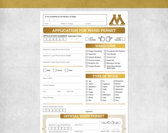 DIY Editable and Printable Wand Application Certification Permits for Wizards and Witches