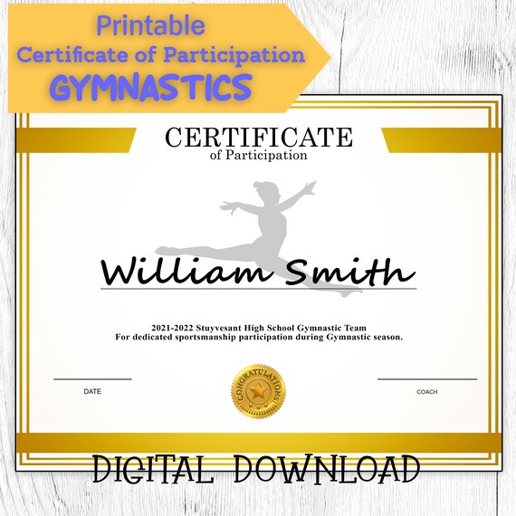 DIY Editable and Printable Sports Certificate Template | Etsy