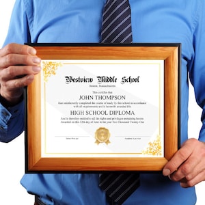 Plantilla de diploma universitario de escuela secundaria imprimible: plantilla de bricolaje editable para escuela en casa, universidad, diploma de escuela secundaria