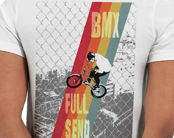 BMX Full Send Retro Graphic T-Shirt, Freestyle Rider Urban Streetwear Tee