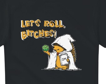 Hedgehog Dungeon Master T-Shirt, Funny Tabletop RPG Gamer Tee, D20 Dice Gift