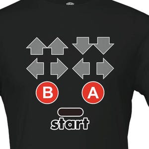 Konami Code T-Shirt: Gamer Cheat Code Tee, Gift for Geeks
