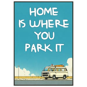 VW Camper Van Framed Poster: Retro Van Life Wall Art