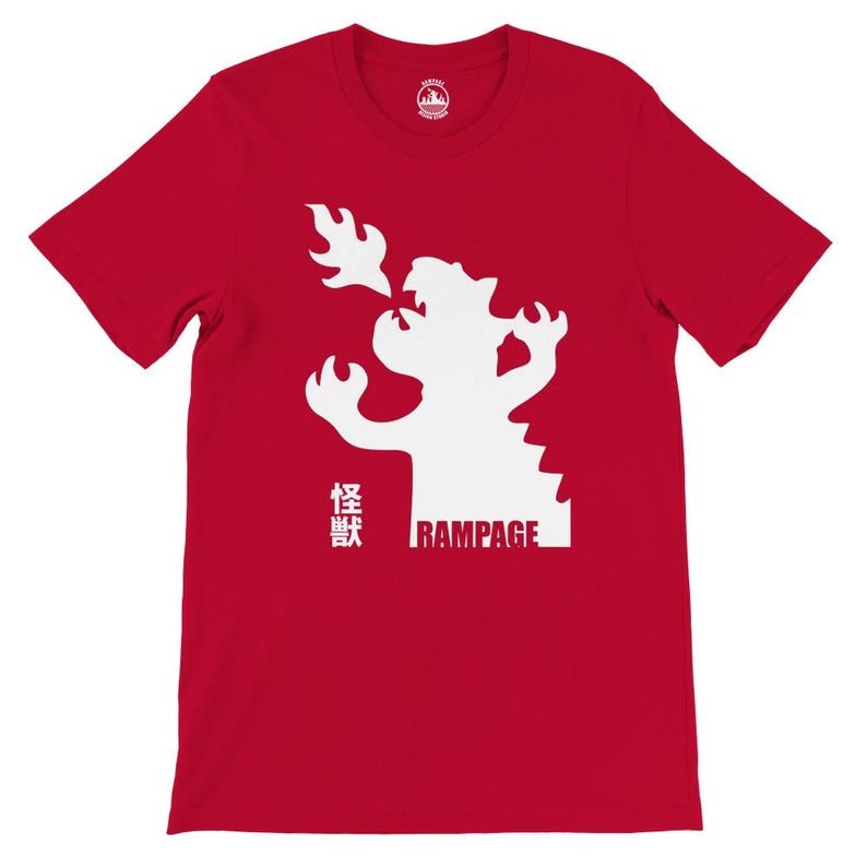 Rampage Kaiju Monster T-Shirt – Soft Cotton, Unisex Fit - Rampage Design Studio Red