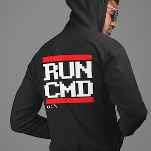 Moletom com capuz RUN CMD: Moletom retrô Pixel Coder