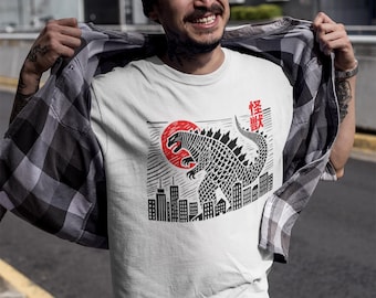Godzilla T-shirt: Japanisches Kaiju Monster T-Shirt, Ink Block Print