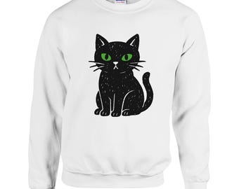 黒猫パーカー 緑の目の猫スウェットシャツ - Etsy 日本