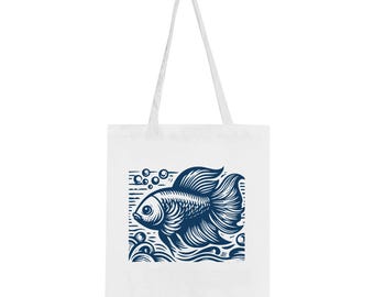 Japanese Fish Art Cotton Tote Bag
