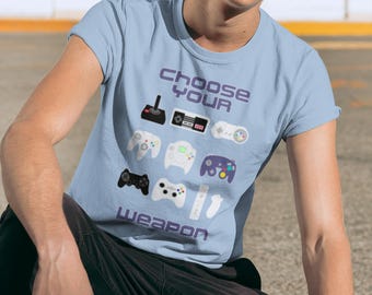 Retro Gamer T-Shirt, Classic Game Controllers, Unisex Fit