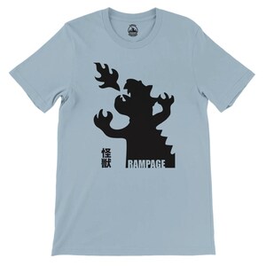 Rampage Kaiju Monster T-Shirt – Soft Cotton, Unisex Fit - Rampage Design Studio Light Blue
