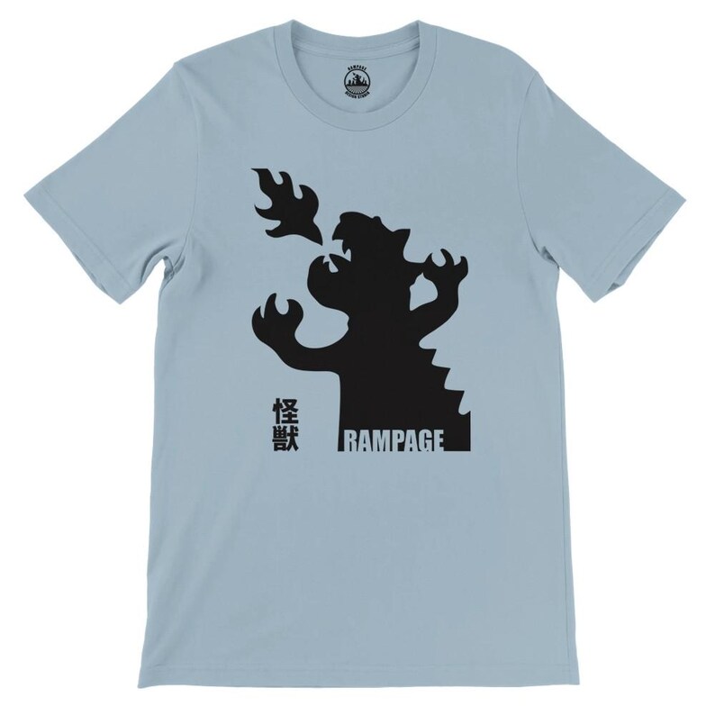 Rampage Kaiju Monster T-Shirt – Soft Cotton, Unisex Fit - Rampage Design Studio Light Blue