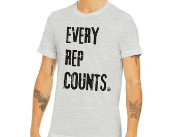 Every Rep Counts Gym Motivation T-Shirt | Distressed Fitness Workout Tee