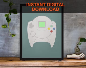 Impresión del mando de Sega Dreamcast: Decoración para habitación de gamer (descarga digital)