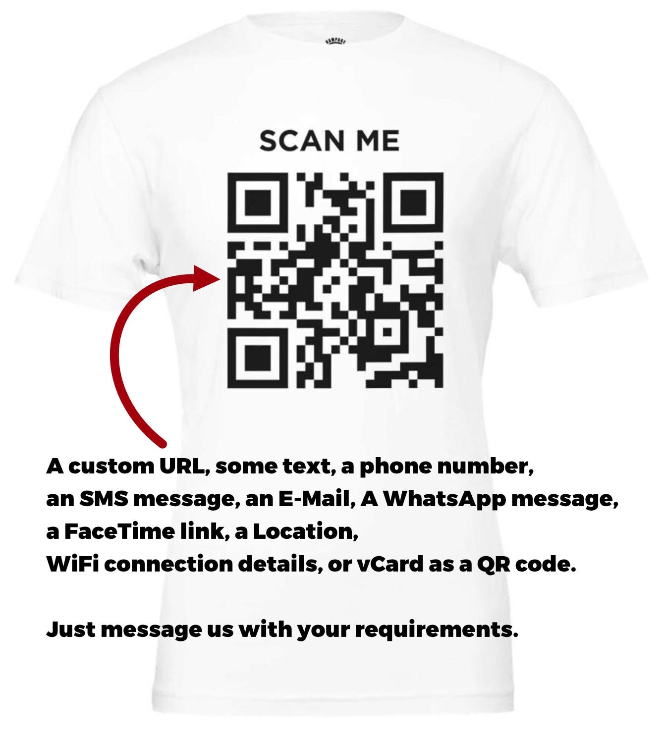 パーソナライズされたQRコードTシャツ：インタラクティブユニセックスT